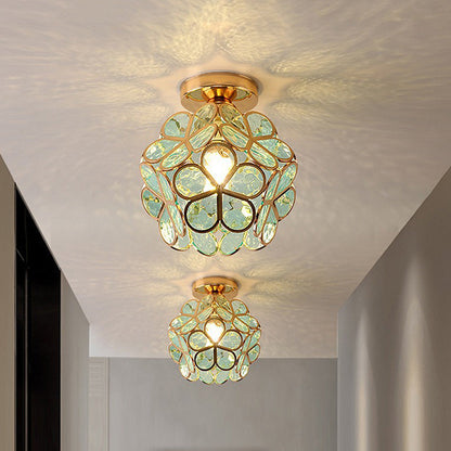 Artistic Glass Ceiling Lamp with Flower Pattern - FlowerHall