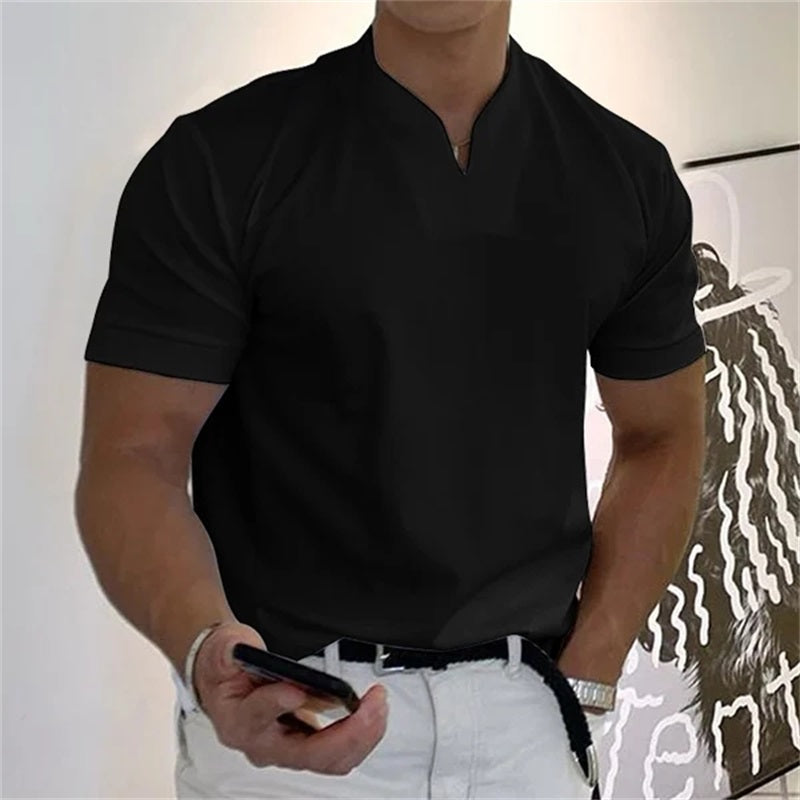 Breathable men's fitness shirt with V-neck – Timo