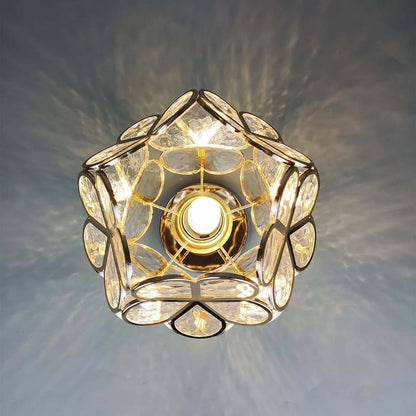 Artistic Glass Ceiling Lamp with Flower Pattern - FlowerHall