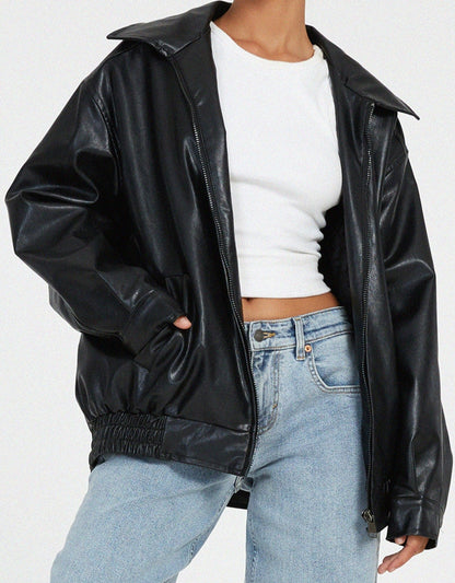 Oversized Loose Leather Women's Jacket – Yara