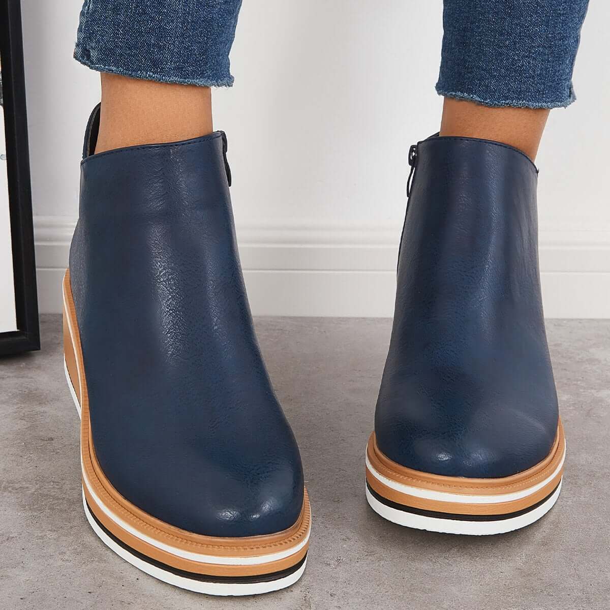 Stylish autumn wedge ankle boots – Mila