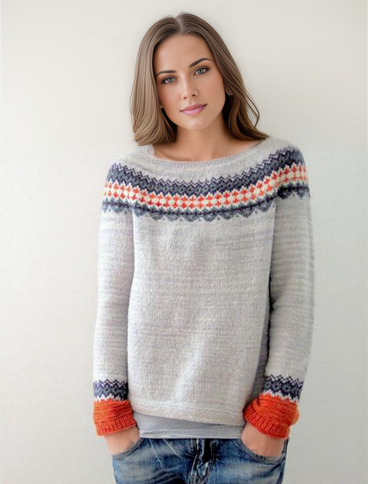 Scandinavian Trendy Sweater with Lively Pattern - NordicChic