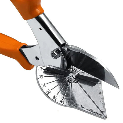 Detail of the pivot, blade and metal angle plate marked from 45 to 135 degrees 5