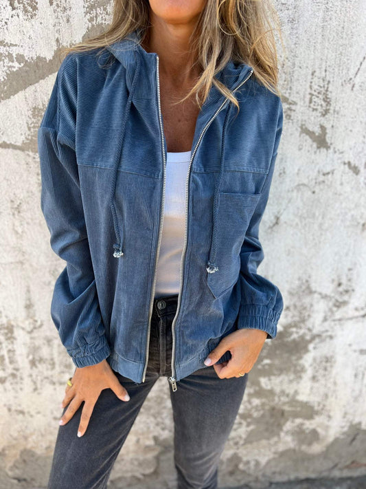 Women's autumn casual jacket with hood and zip – Liana