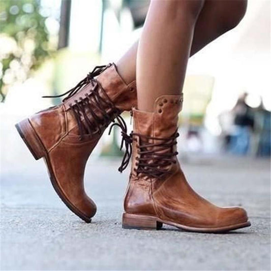 Brown Ladies Leather Lace-Up Boots – Freya