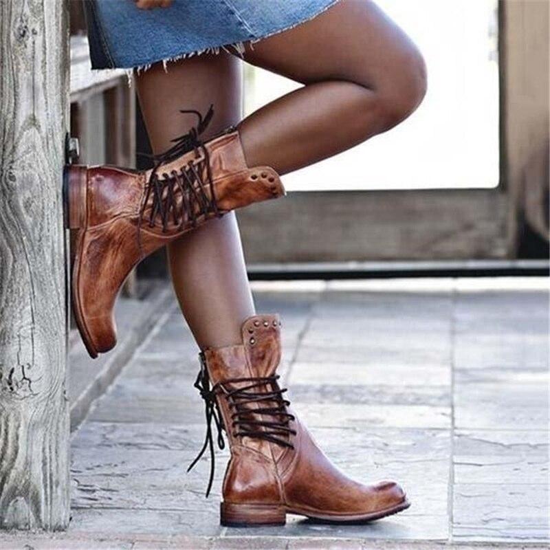 Brown Ladies Leather Lace-Up Boots – Freya