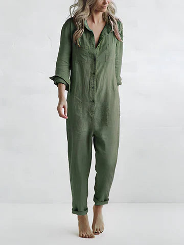 Casual women's jumpsuit with button placket – Amira