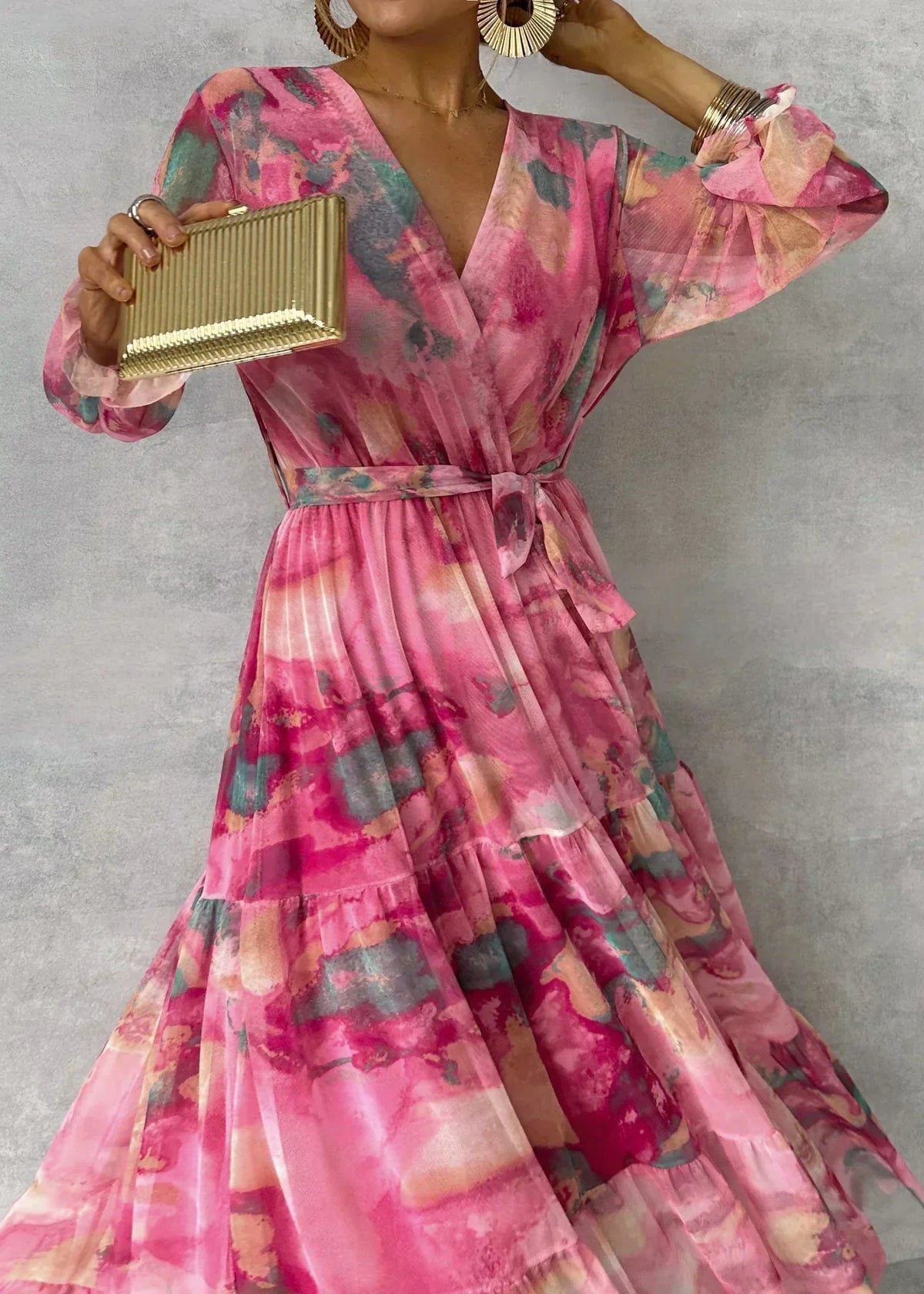 Autumnal Floral Wrap Maxi Dress – Viviana