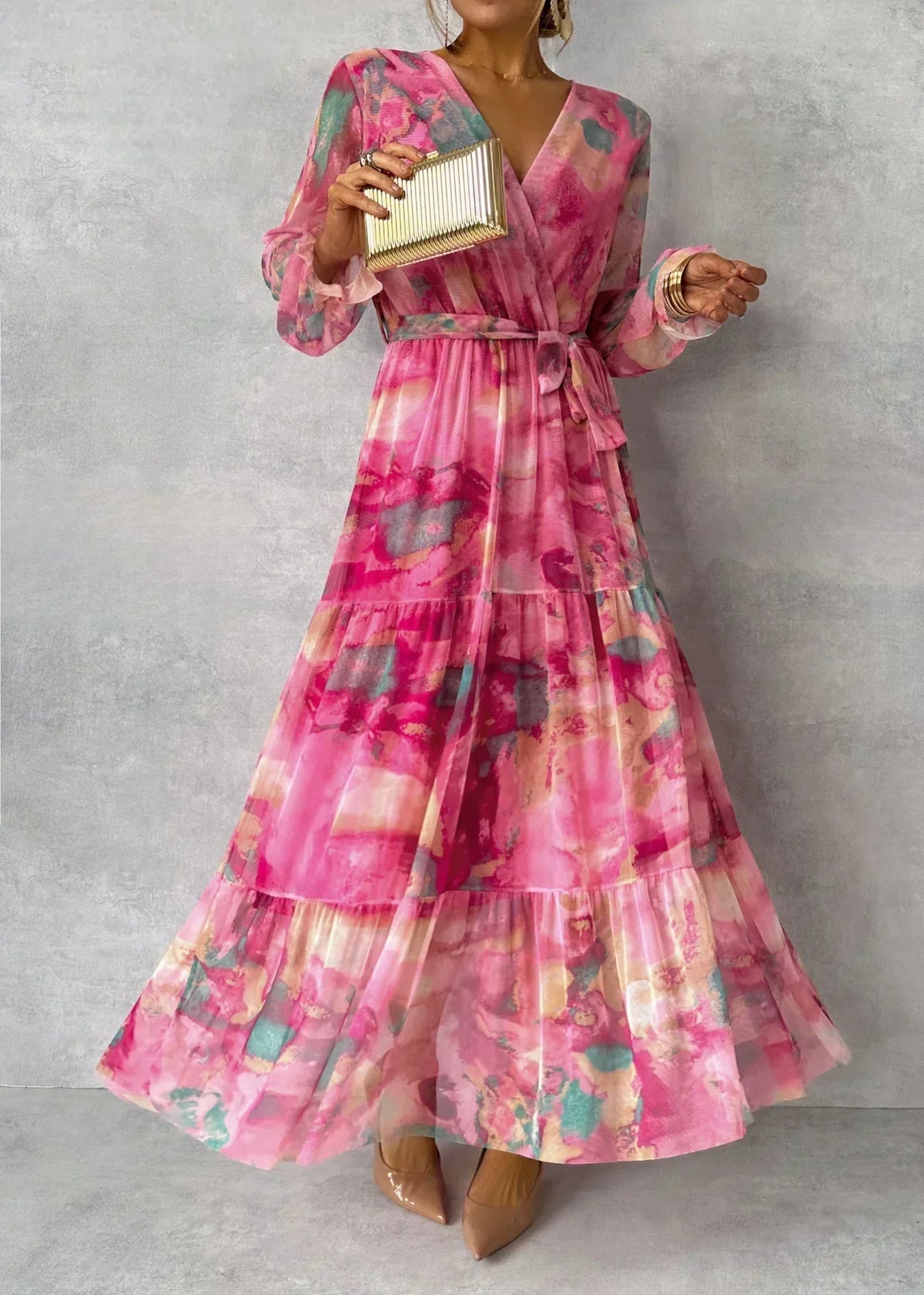 Autumnal Floral Wrap Maxi Dress – Viviana