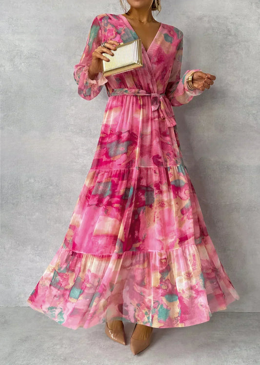 Autumnal Floral Wrap Maxi Dress – Viviana
