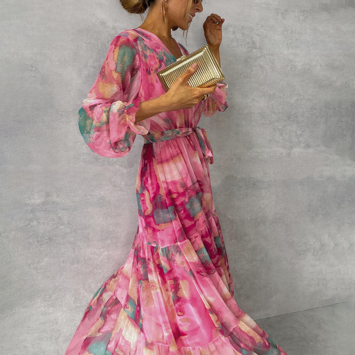 Autumnal Floral Wrap Maxi Dress – Viviana