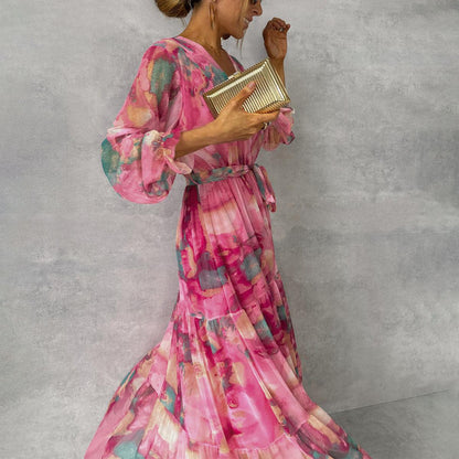 Autumnal Floral Wrap Maxi Dress – Viviana