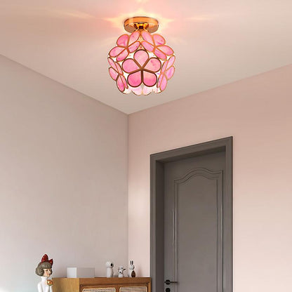 Artistic Glass Ceiling Lamp with Flower Pattern - FlowerHall