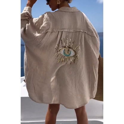 Linen Ladies Blouse with Button Closure – Marise