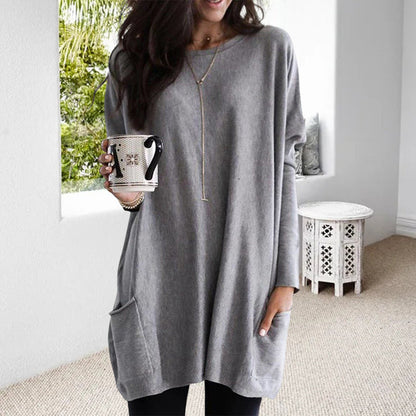 Oversized women's autumn sweater with pockets – Yara