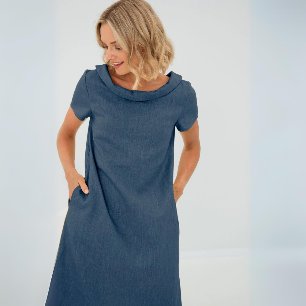 Stylish summer dress in a linen-cotton blend - LinaLuft