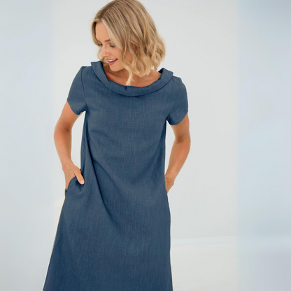 Stylish summer dress in a linen-cotton blend - LinaLuft