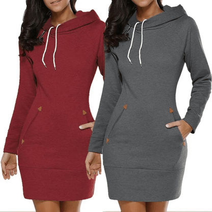 Hooded sweatshirt dress with pockets – Isabella