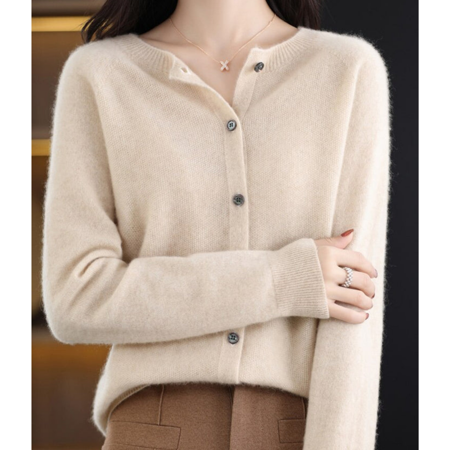 Ladies' Round Neck Cardigan – Amalia Autumn Enchantment