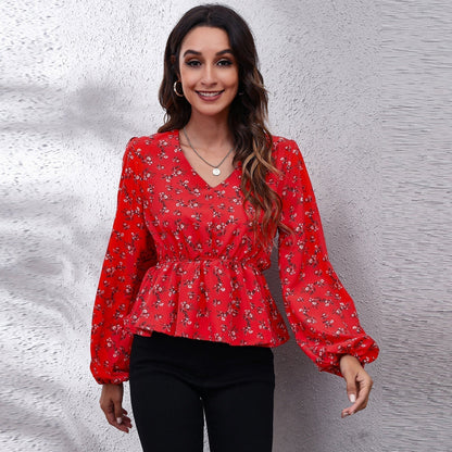 Autumnal & Colourful Patterned Women's Blouse – Leona