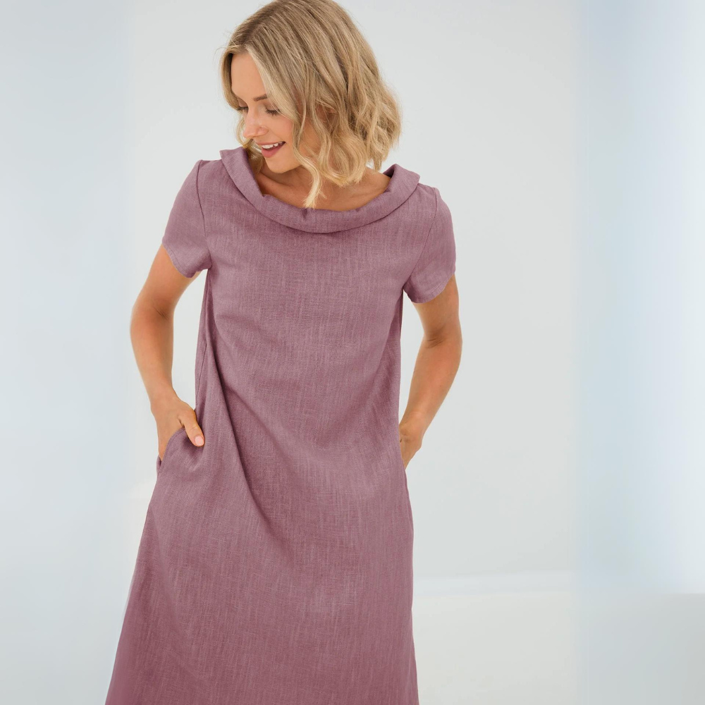 Stylish summer dress in a linen-cotton blend - LinaLuft