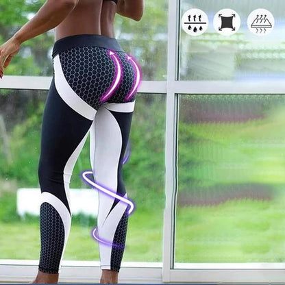 High Waisted Women's Yoga Leggings with Geometric Pattern - Aurora