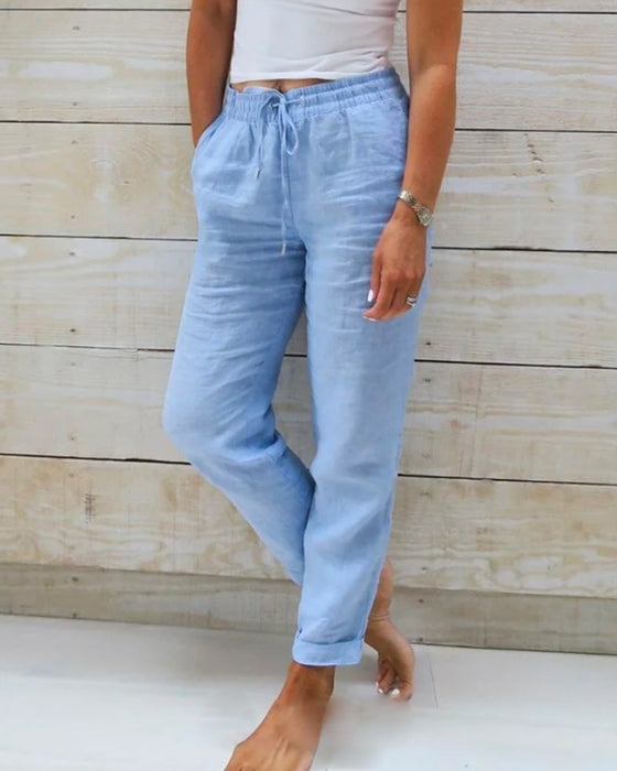 Luxury Cotton Linen Trousers - SereneComfort