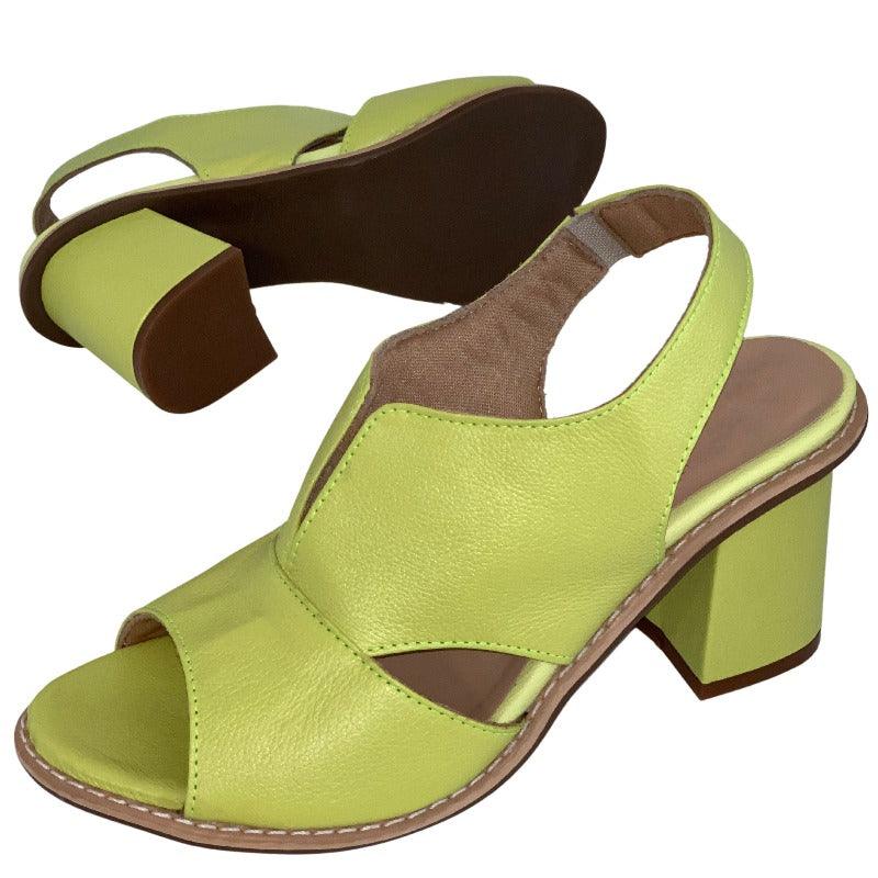Women’s leather sandals with heel & comfort footbed – Selina
