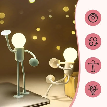 Green and white figure lights glowing on a laptop and box, with four small feature icons beside them 11