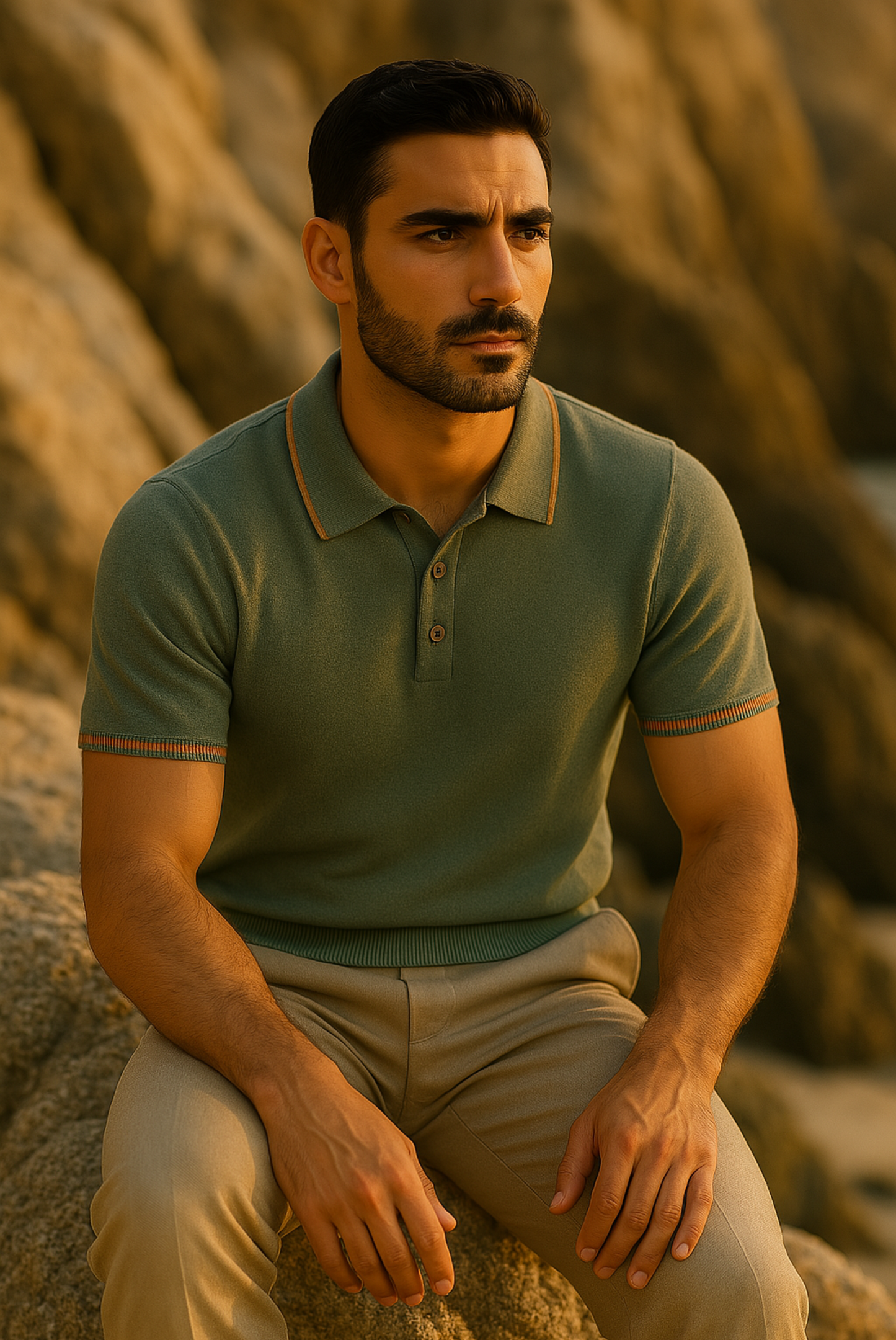 Stylish men's polo made from cashmere-merino wool – Levano