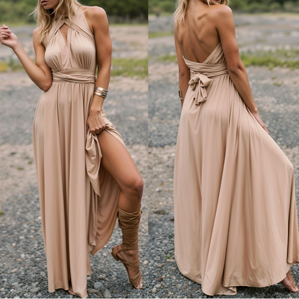 Elegant wrap maxi dress with a feminine fit – Celine