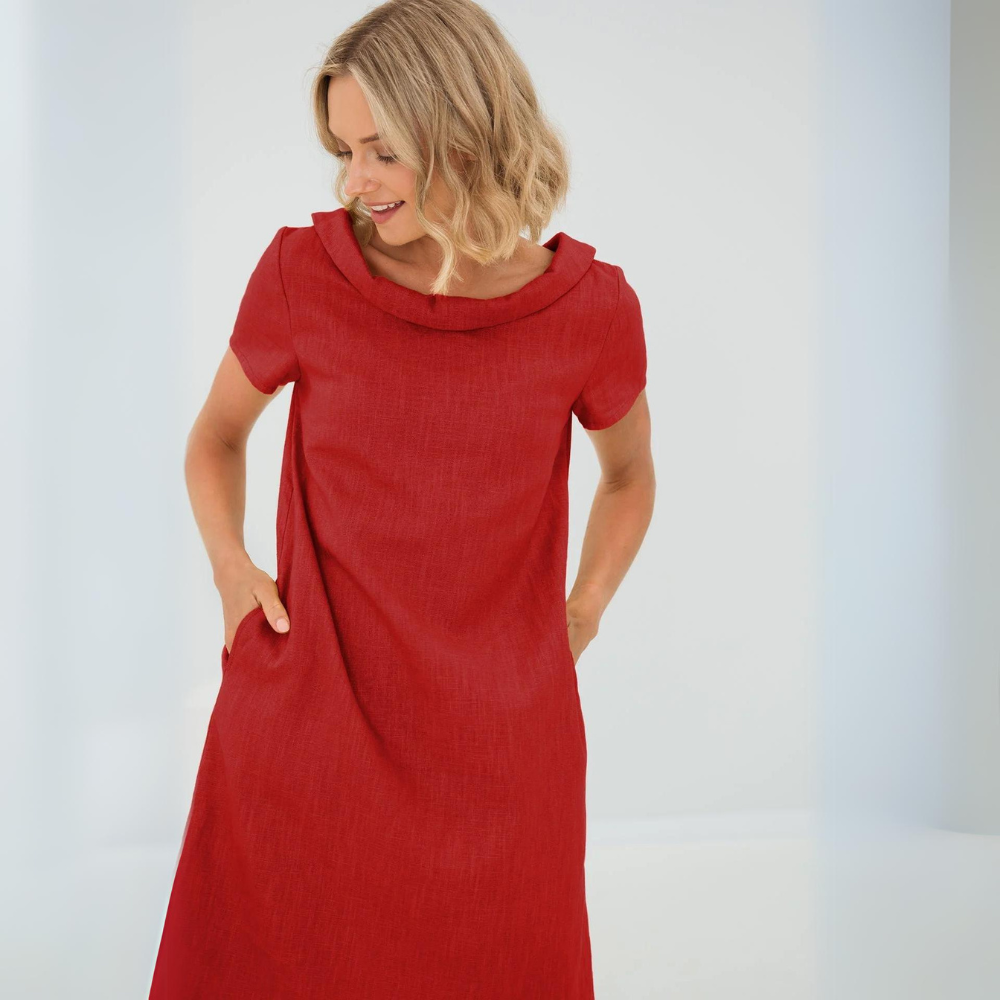 Linen summer dress, midi-length – Fenna