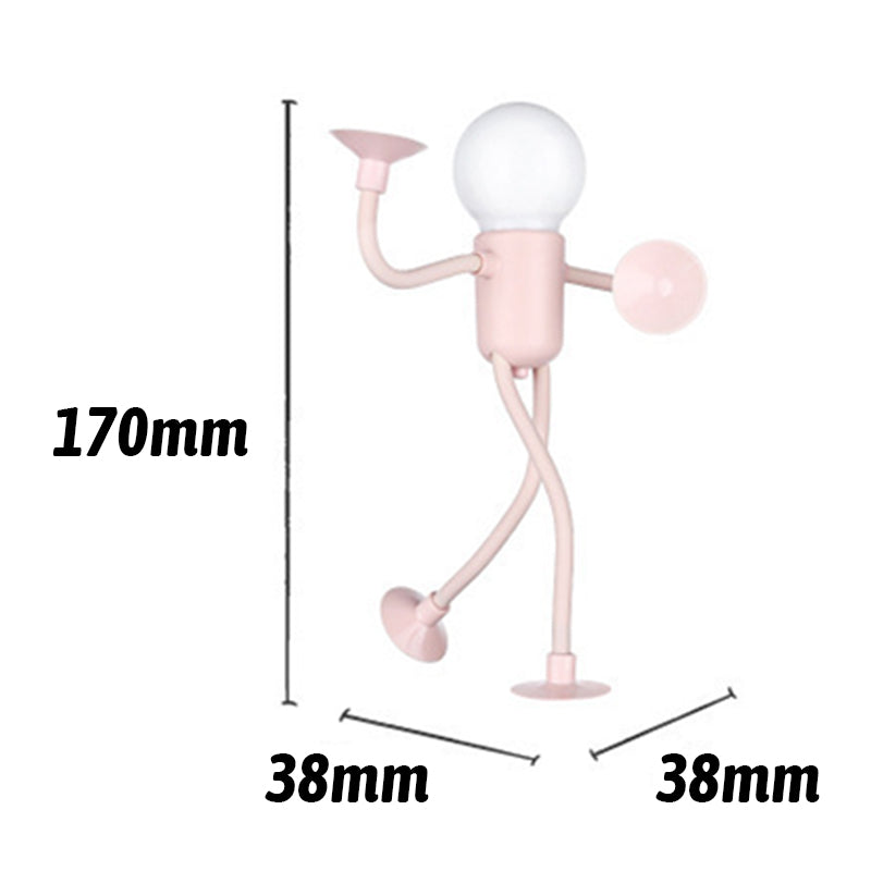 Pink figure lamp shown with dimension lines marking its height and width, both measuring small values. 14