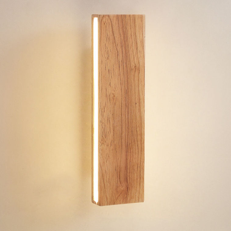 Close-up of the vertical wooden bar's grain, with a bright light strip glowing along its left edge. 14