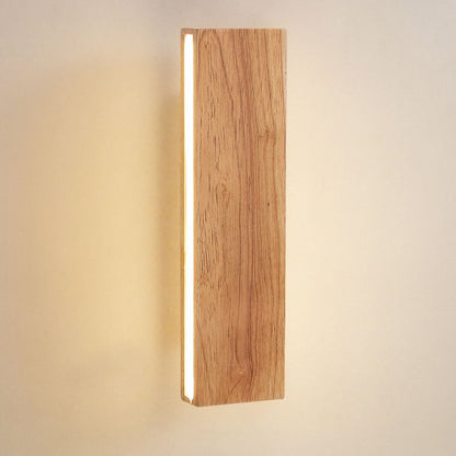 Close-up of the vertical wooden bar's grain, with a bright light strip glowing along its left edge. 14