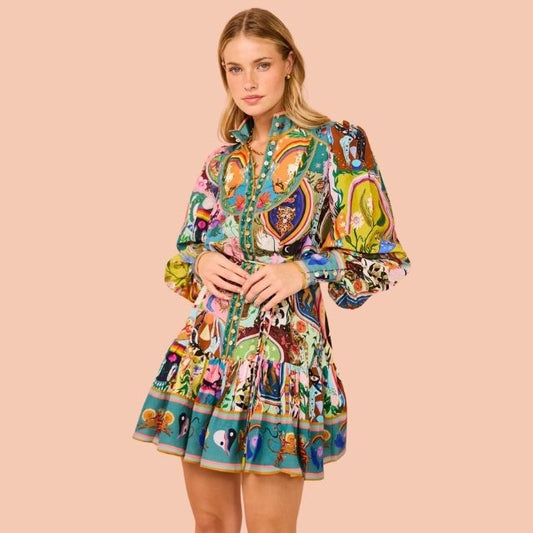 Mini Dress with Vibrant Print - Camila