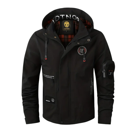 Men's outdoor jacket waterproof with hood & checked lining - Jorrit