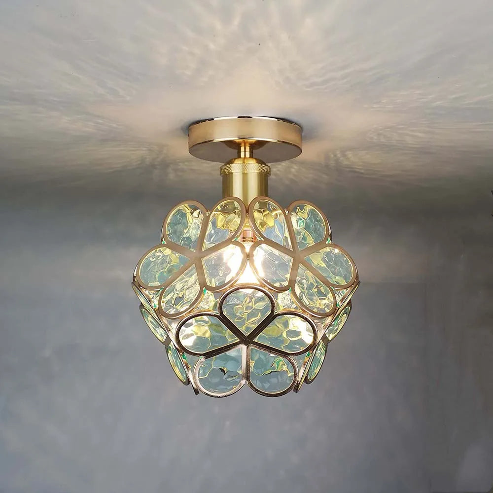 Artistic Glass Ceiling Lamp with Flower Pattern - FlowerHall
