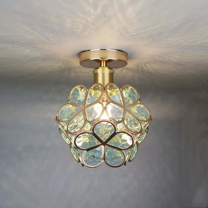 Artistic Glass Ceiling Lamp with Flower Pattern - FlowerHall