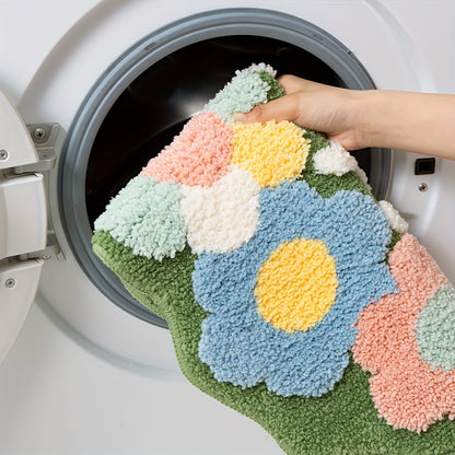 Luxury Bath Mat with Floral Pattern, Extra Soft and Absorbent - Florina