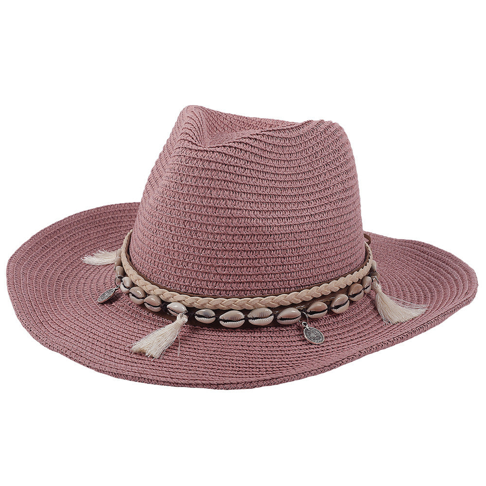 Light summer hat with shells and tassels - Jasmine