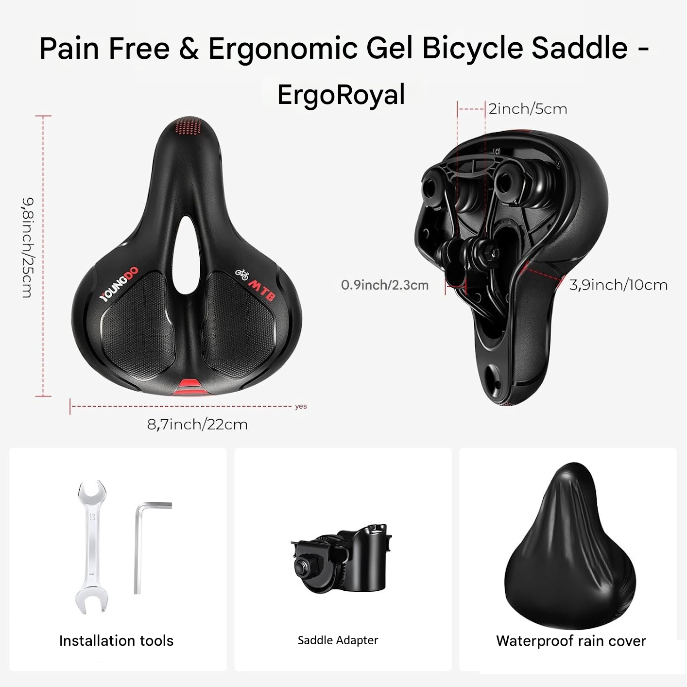 Pain-Free & Ergonomic Gel Bike Saddle - ErgoRoyal