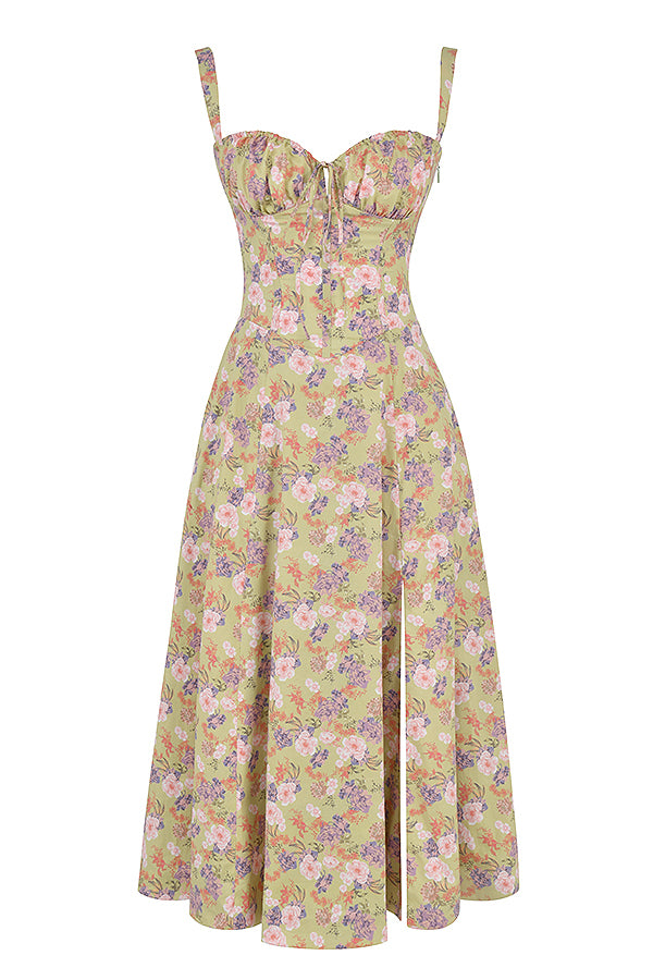 Floral Maxi Dress with Waist Definition - Fleur