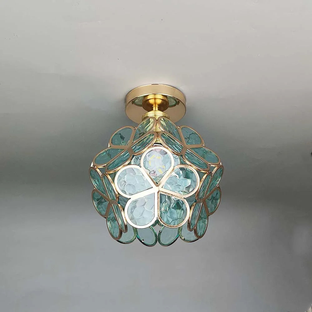 Artistic Glass Ceiling Lamp with Flower Pattern - FlowerHall
