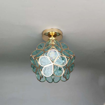 Artistic Glass Ceiling Lamp with Flower Pattern - FlowerHall
