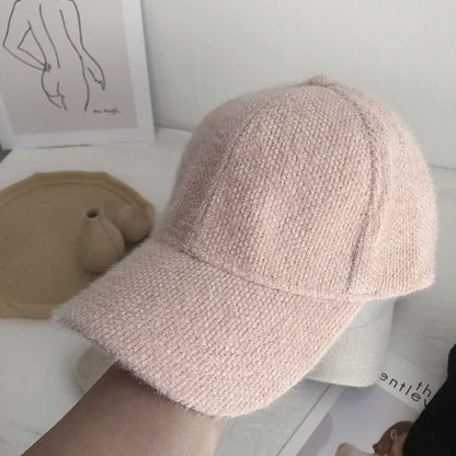 Warm women's baseball cap with faux fur for autumn & winter - Lorena