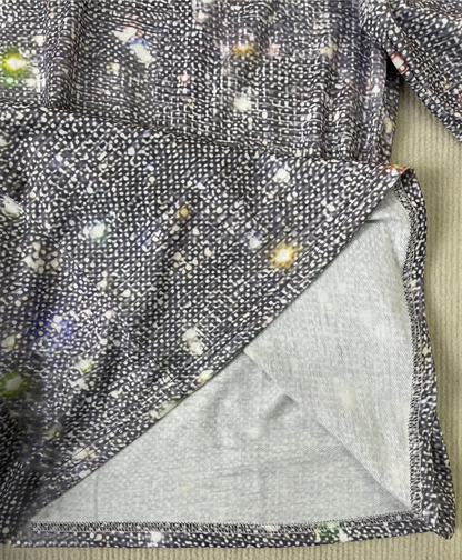 Shimmering Silver Disco Glitter V-Neck Long Sleeve - GlamFrost