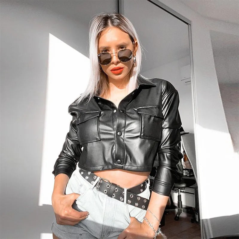 Women's waterproof leather autumn jacket – Celeste