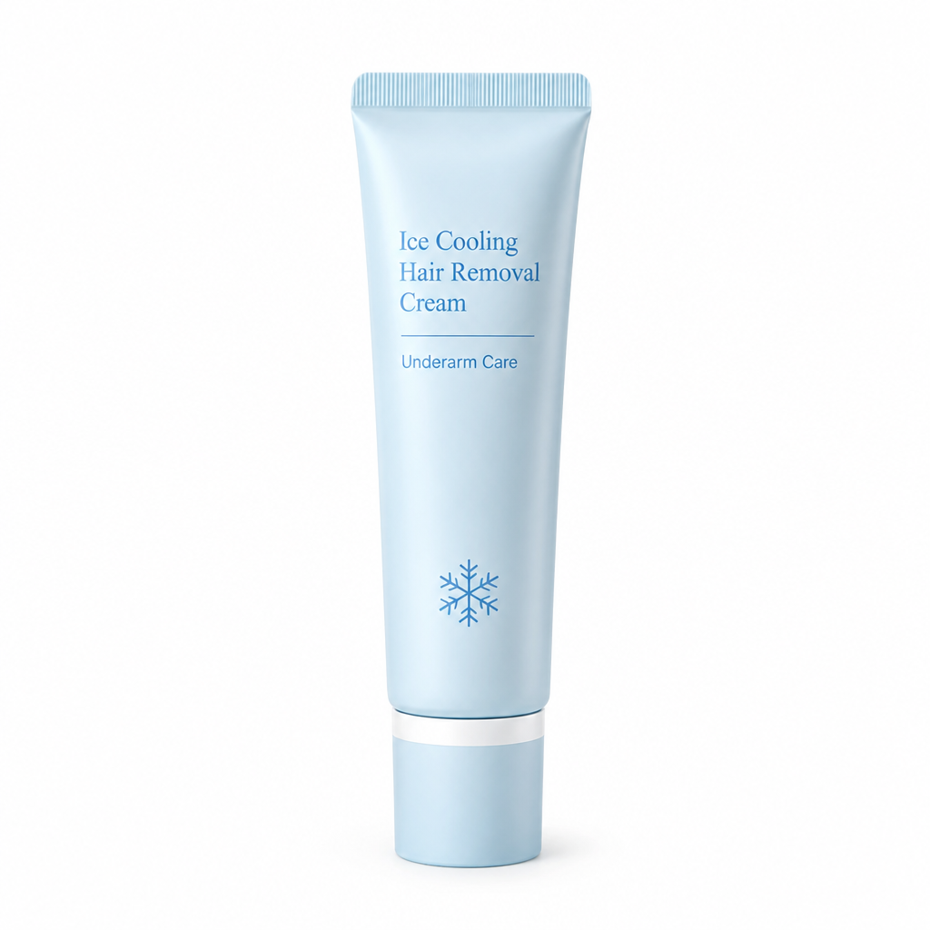 Single pale blue tube with a ridged top, a white band near the cap and a snowflake symbol, on a plain white background. 4