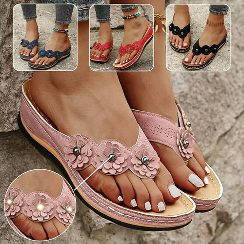 Orthopaedic ladies' sandals with floral detail – Melina